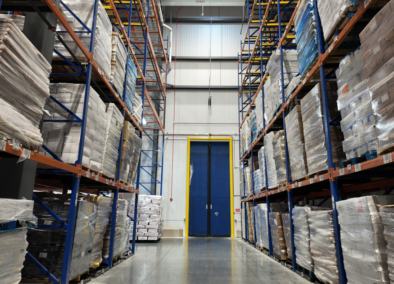 Inside the Maine International Cold Storage Facility — racked frozen storage chamber