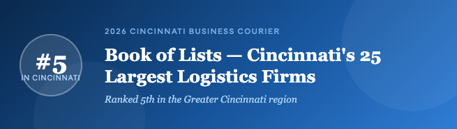 Graphic showing Taylor ranked #5 in the 2026 Cincinnati Business Courier Book of Lists for largest logistics firms in Cincinnati