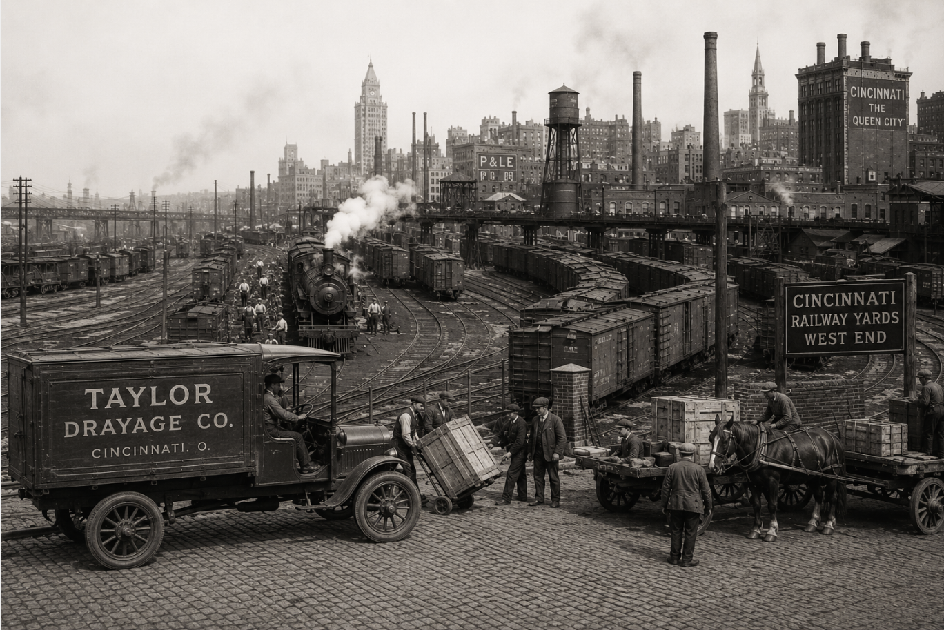 Cincinnati railyards, early 20th century