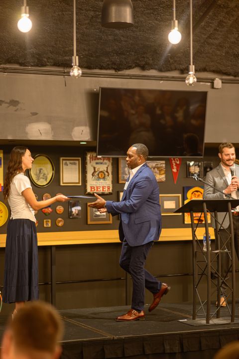 Will Roberson Jr. receiving recognition at Leadership Cincinnati Class 49 graduation