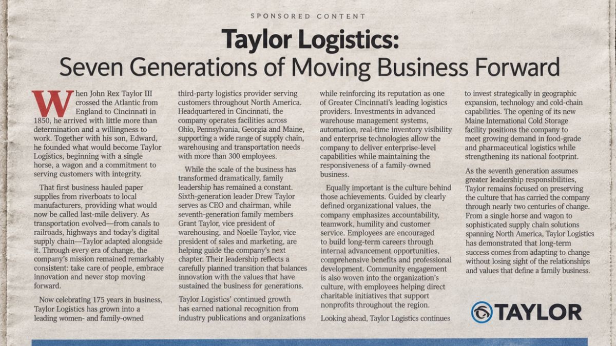 Taylor Logistics: seven generations of moving business forward